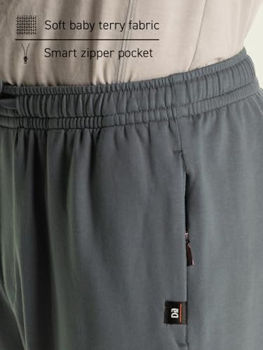 Image of DAMENSCH Men Mid Rise Regular Fit Cotton Blend Solid Moisture Wicking Antimicrobial Zipper Pocket Super Comfortable Baby Terry Lounge Joggers