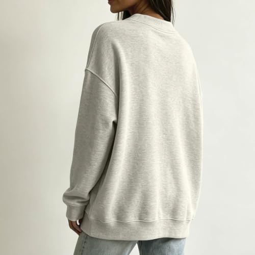 Crew Neck Sweatshirts Women Cute Y2k Vintage Fleece Oversized Sweatshirt - image 4