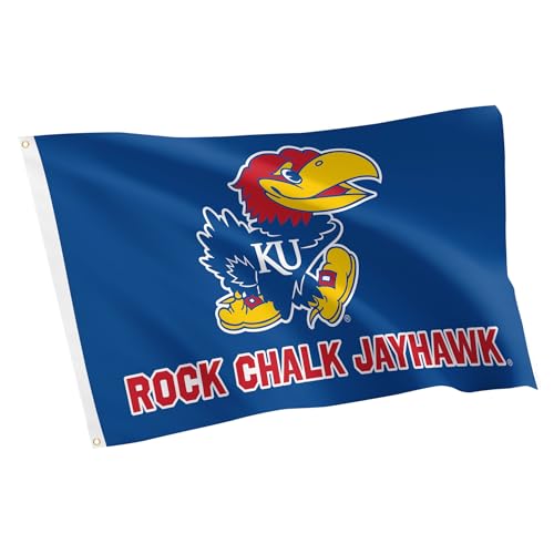 Bandera Jayhawks KU 100% poliéster Desert Cactus interior exterior 3x5 pies 1B