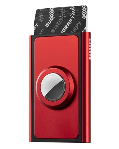 DUGRAFT Airtag Credit Card Holder Slim Pop Up Mens Wallet RFID Blocking Metal Bank Card Case Holds 5-7 Cards