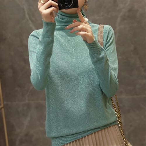 Women Shining Turtleneck Sweater Winter Warm Long Sleeve Knitted Pullover Jumper4