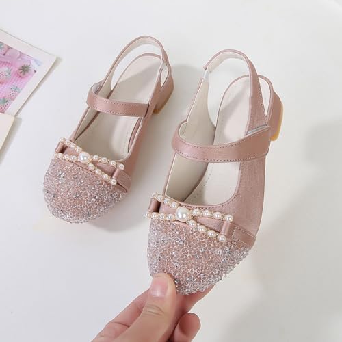 IWIHMIV Girls Dress Shoes Little Girls Heels Sandals Summer Bow Shoes Closed Toe Low Heels Party Sandals for Toddler3