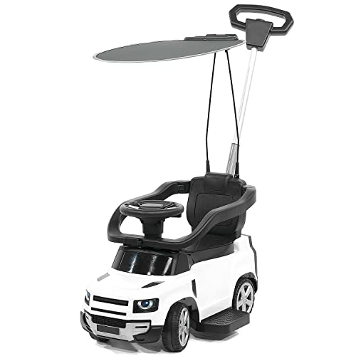 Moderno Kids Ride on Push Car with Removable Sunshade Canopy + Music + LED Lights