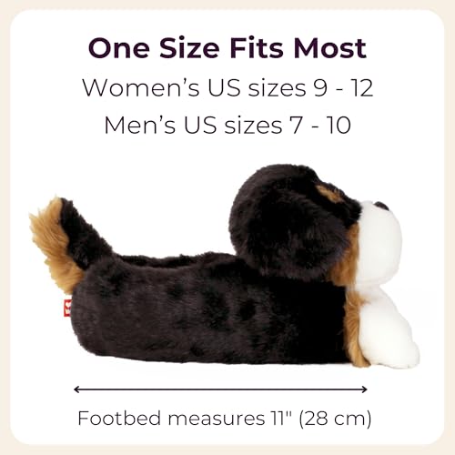 Bernese Mountain Dog Slippers for Women and Men - Fuzzy Plush Animal Slippers for Adults3