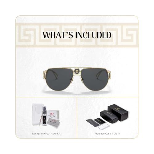 Versace VE2225 Aviator Sunglasses for Men +BUNDLE with ACCESSORY EYEWEAR KIT2