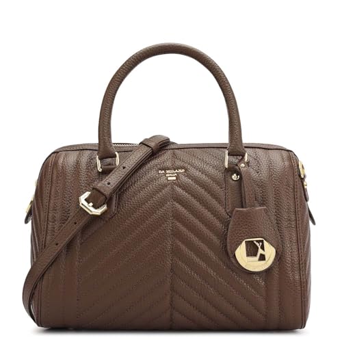 Da Milano Leather Brown Satchel Bag for Women (4459A-OL)