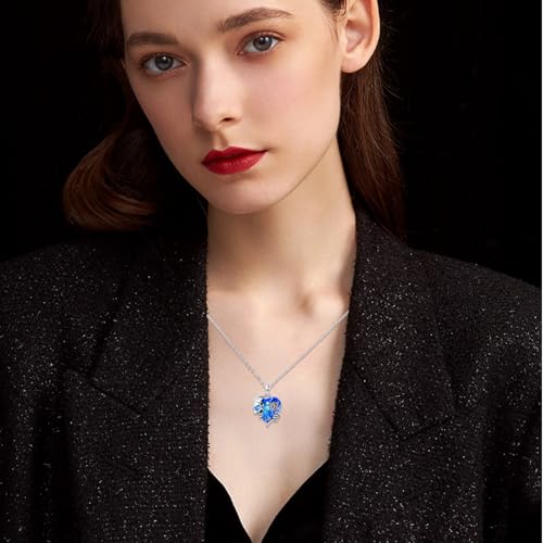 Image of S925 Sterling Silver Skull Pendant Necklace Heart Crystal Birthstone Skull Necklace Gothic Jewlery Gifts