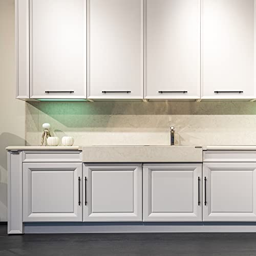 Image of Ravinte 5 Pack 12-5 /8 Inch Cabinet Pulls Matte Black Kitchen Cabinet Hardware Cupboard Handles with Square Base 12-5 /8 inch Length,10 inch Hole Center