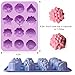 Sakolla 3 Pack Flower Molds Silicone, 12 Cavities Different Shapes Silicone Molds for Chocolate, Cupcake, Candy, Jelly, Ice Cube, Muffin (Pink, Purple, Blue)