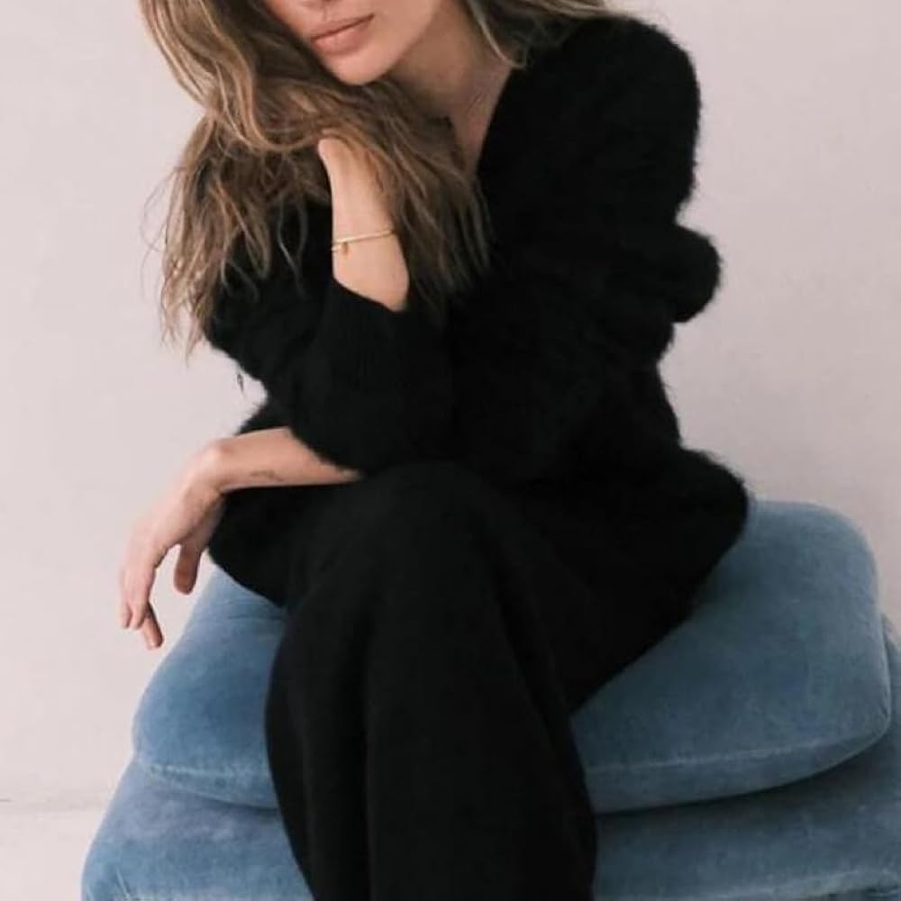 アウターその他 typeservice Fuzzy Ruffled Ribbon Cardigan Black 31eyB3dggEL.jpg