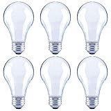 Global Value Lighting FG-03171 60-Watt Equivalent A19 Frosted Glass Filament Dimmable Vintage LED Light Bulb, (6-Pack), Soft White (2700K Kelvin)