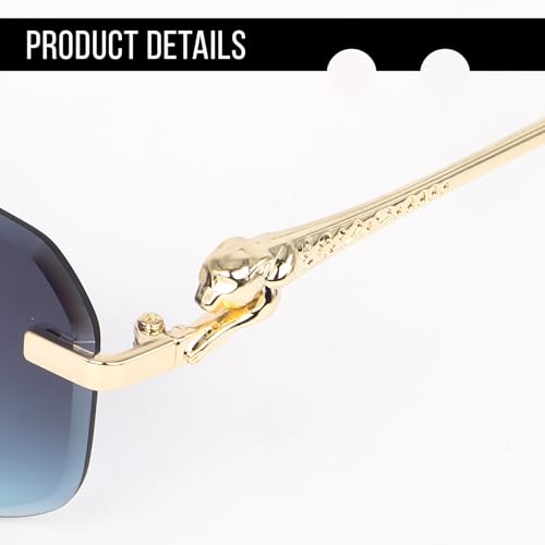 Image of IFLASH UV Protected Retro Rectangular Rimless Sunglasses for Men and Women
