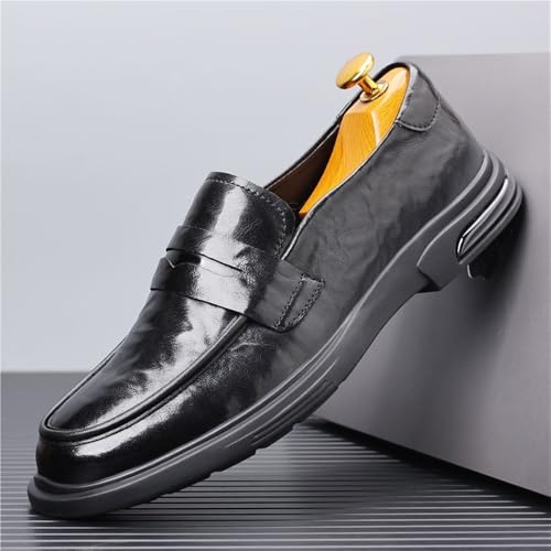 Men's Vintage Shoes Vegan Leather Evening Round Toe Solid Color Working Non Slip Block Heel Anti-Slip Slip Resistant Shoe Slip On3