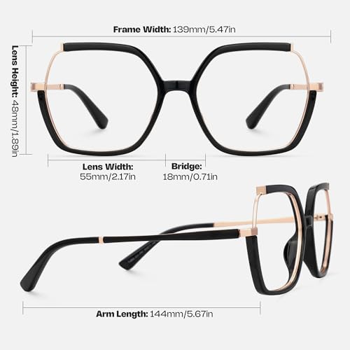 Image of Zeelool Oversized Blue Light Glasses for Women Chic Square Designer Eyeglasses Lightweight Full Frame Eyewear Alexia