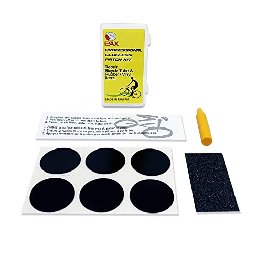 PAX 10 Pcs Bicycle Bike tire Puncture Repair kit with Glueless Patch, Sand Paper, Marking Pen, Exposition in Portable Storage Box for Road, Mountain & BMX Bikes, ATV.