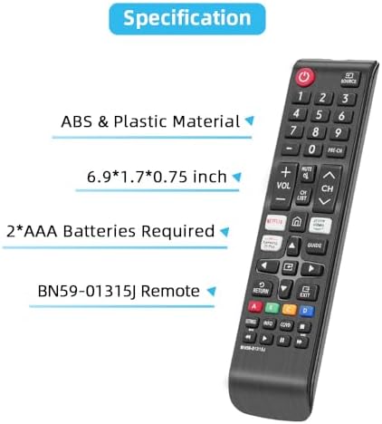 BN59-01315J Replace Remote for Samsung Smart TV Remote Control and Samsung LED LCD QLED 4K 8K UHD 3D HDTV HDR Curved Crystal Smart TV with Netflix, Prime Video, Samsung TV Plus Button — view 6