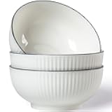 Hesen 60 oz Large Soup Bowl, Pho Bowls Set of 3, 8 in Off White Porcelain Pho Soup Bowls