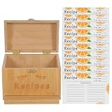 TOYANDONA Multifunktionaler Bambus Rezeptkartenhalter mit 10 Karten Integriertem Smartphone Ständer und Organisiertem Kartenspeicher für Küche und Backbereich in Beige