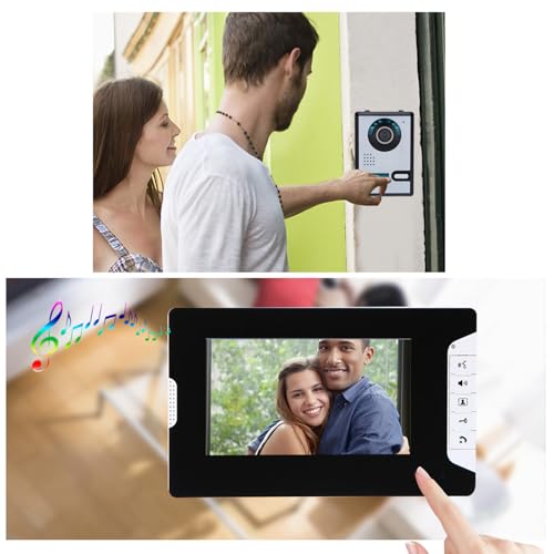 Image of Video Door Phone 7 Inch TFT LCD Monitor Video Doorbell Intercom with Night Vision Camera, Two-Way Audio, Aluminum Alloy Panel