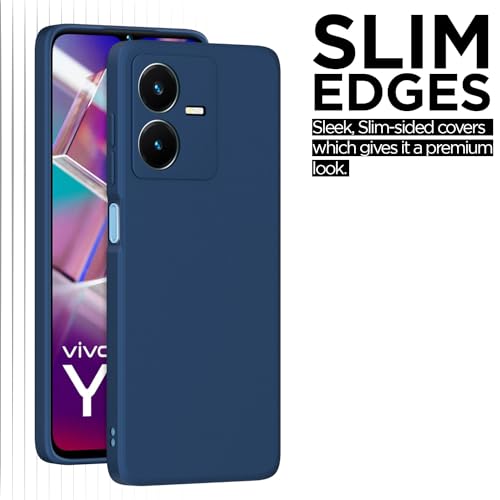 Image of Outlouders Back Cover for Vivo Y22 | Camera Protection | Durable Soft Matte Silicone Bumper Case (Blue)