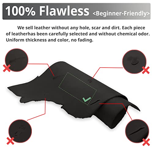 Muse Craft Flawless 12''X24'' 5-6Oz Black Tooling Leather Finished Full Grain Cowhide Leather Import A Grade Leather Hide 1.8-2.1Mm Tooling Sewing Hobby Workshop Crafting Leather #TOP1