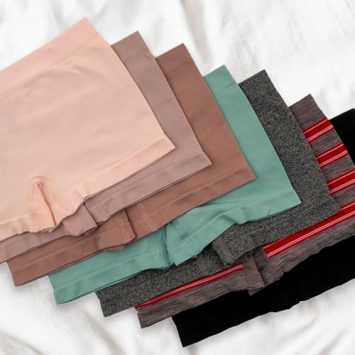 Image of Alyce Ives Intimates Boyshort Panties for Women, Pack of 7, Seamless and No Show Under Clothing, Standard & Plus Sizes
