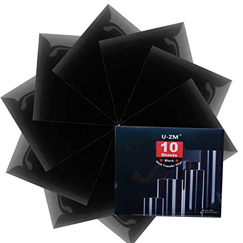U-ZM Heat Transfer Vinyl Black Bundle, 10 Sheets 12