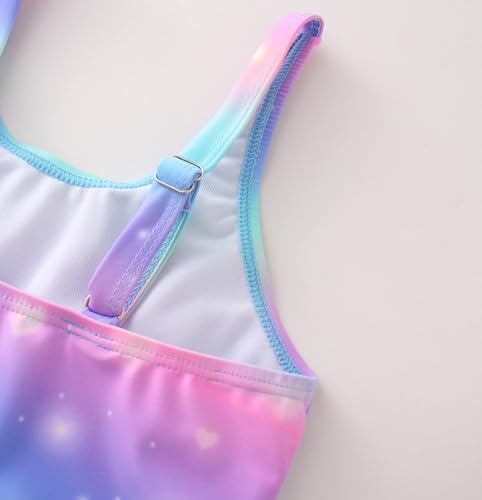 Akokvlar Girl One Piece Swimsuit Rainbow Mermaid Bathing Suit Floral Swimwear4