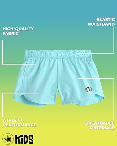 Body Glove Girls Active Shorts - 4 Pack Dolphin Girls Athletic Shorts for Sports Running Gym with Scrunchie Kids Shorts3