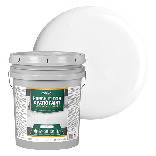 EVOLVE Porch & Floor Paint (White) 5-Gallon – Durable, Scratch-Resistant, Multi-Surface Interior & Exterior Floor Coating, Low VOC, Fade & Weather Resistant