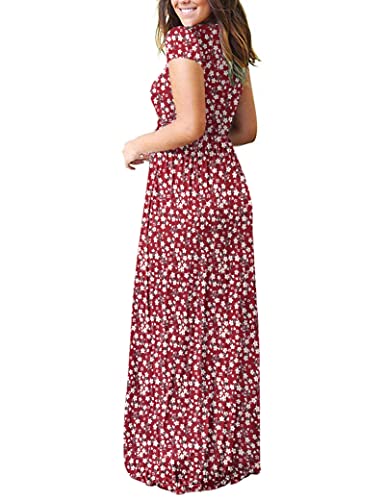 Image of MISFAY Women's Short Sleeve Maxi Dresses Long Casual Dresses with Pockets | Empire Elastic Waist, Crew Neck, Floor Length, Strentchy Flowy A Line Fit, Loose Plain Summer Outfits, Vacation Wear