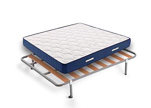 HOGAR24 VL94- Colchón Viscoelastico + Somier Basic con Patas, Medida 105x190 cm. Higiénico-Transpirable.