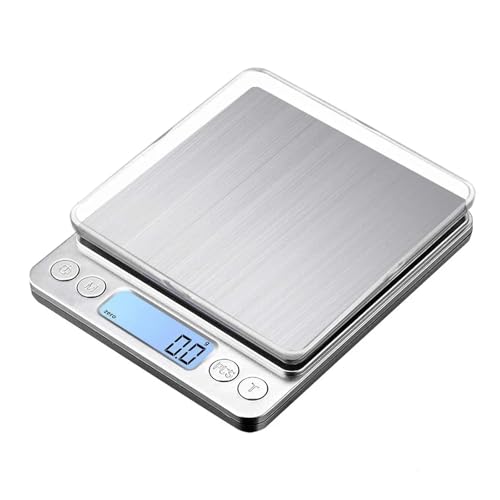 デジタルキッチンスケール 3000g/0.1g USB充電 2トレイ付き 家庭用ミニジュエリーポケットスケール LCDディスプレイ付き デジタルフードスケール(Battery 3kg 0.1g)
