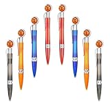 WCCZEHAN 8Pcs Novelty Basketball Pens, Sports Ballpoint Pens, Cool Writing Pens for Students Supplies Stationery School Office Decor, black, orange, blue and red
