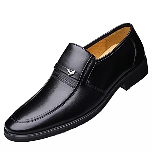 Zapatos de Cuero de Negocios para Hombres cómodos Ligeros Bajos con Punta Redonda Zapatos Formales Zapatos de Vestir sin Cordones para Oficina de Boda Cover