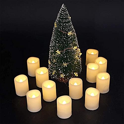 Eldnacele Led Flickering Flameless Votive Tea Lights Candles with Remote Control Battery Operated Set of 10 Electric Tealights Candle for Home Christmas,Xmas Decorations 300+Hours
