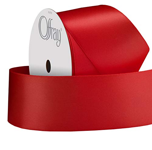 Image of Berwick Offray Satin Ribbon, 1.5 inch Wide, Red | Single Face | 4 Yards | Pack of 2