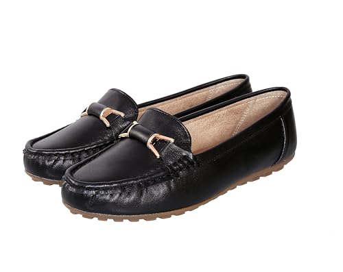 Image of Pluxh Women's Elegant Ballet Flats with Metal Accent | Soft Comfort Slip-On Shoes | Lightweight Everyday Footwear | Flexible Grip Sole | Office, Casual & Work Wear