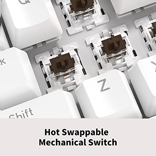 Ciy X77 Hot-Swappable Mechanical Keyboard/Rgb Gaming Keyboard/Usb C/Anti Ghosting/N-Key Rollover/Compact Layout 87 Key/Magnetic Upper Cover/For Mac Windows (White And Brown Switch) #TOP1