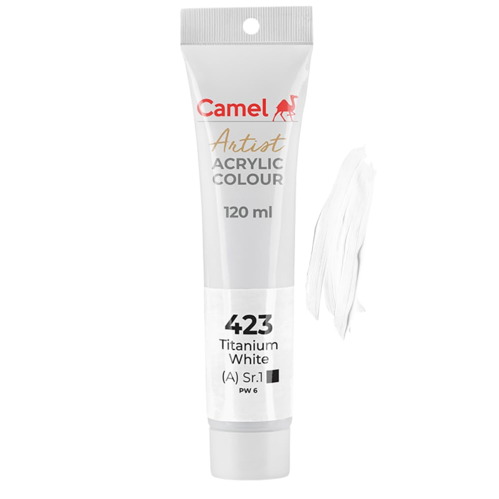 Camlin 423 Acrylic Finish Colour Tubes, White 120ml