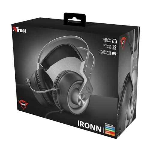 Trust Cuffie Gaming GXT 430 Ironn con Microfono Flessibile e Archetto Autoregolabile, 3.5 mm Jack, Filo, Over Ear, PC, PS4, PS5, Xbox Series X, Xbox One, Switch, Nero - Cuffia gaming - Immagine 6