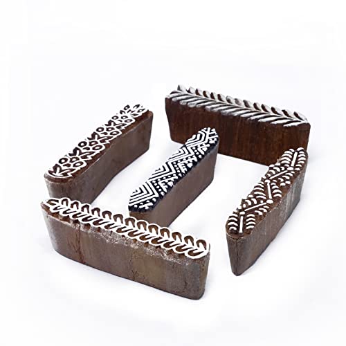 Hashcart (Set of 5) Wooden Creative Border Pattern Fabric Stamps Printing Blocks - Finger Printing Blocks for Saree Border, Heena Printing, Textile Printing (B0BWF1PMPP) Amazon Price History, Amazon Price Tracker