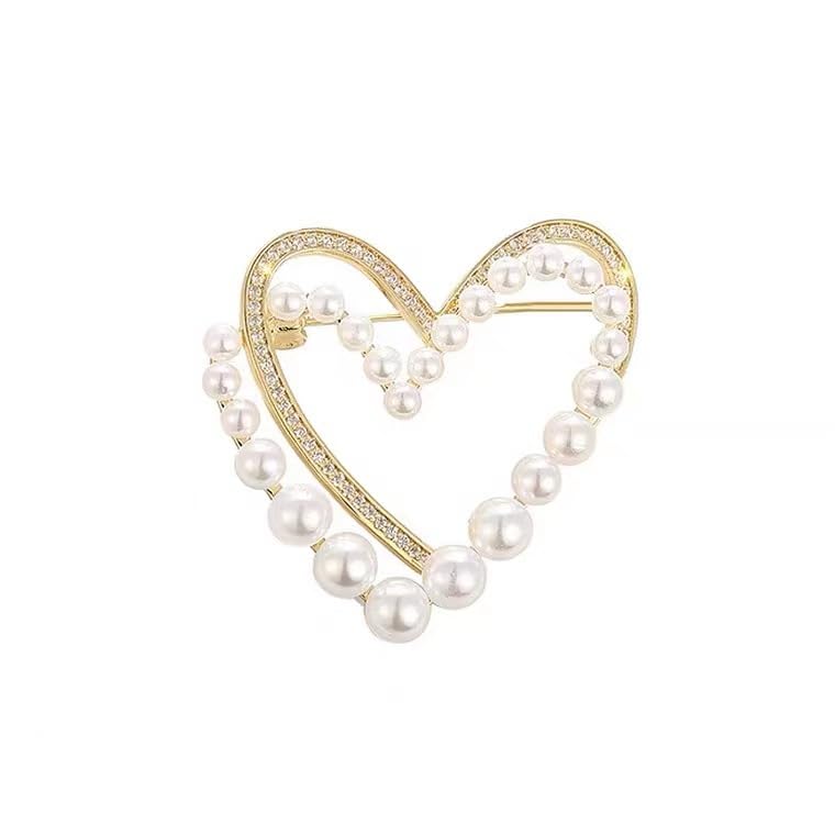 Broche en forme de cœur et papillon en perles bijoux élégants pour sac et châle