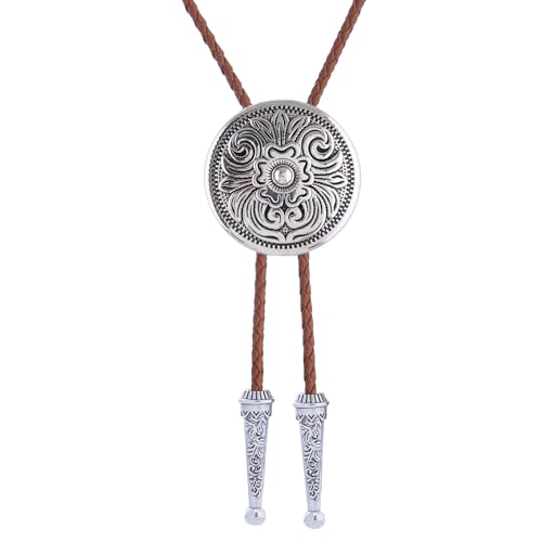 Image of GelConnie Floral Bolo Tie for Men Womens Bolo Tie Necklace Native American Black Men's Bolo Ties Western Cowboy Bolero Ties
