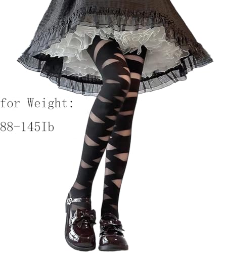 Mrotrida Women's Cross Stripe Tights Goth Cosplay Bandage Design Pantyhose Sexy Jk Y2k Halloween Stockings2