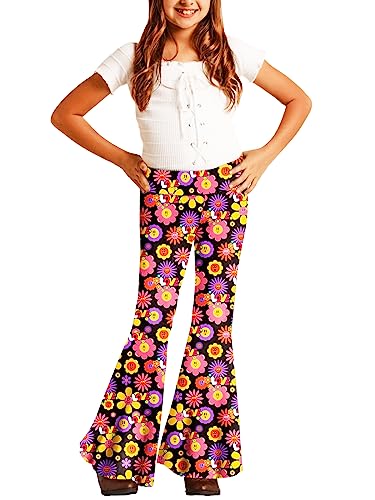 Image of Deerose Girls Halloween Hippie Bell Bottom Pants High Waist Flare Pants 5-14 Years