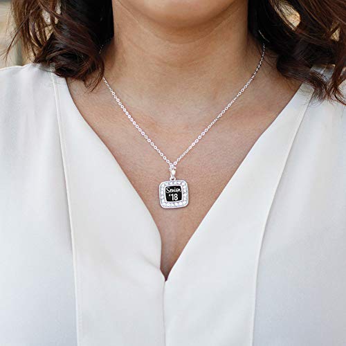 Inspired Silver - Silver Square Charm 18 Inch Necklace with Cubic Zirconia Jewelry3