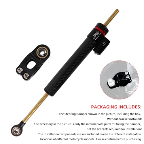 Image of JFG RACING Motorcycle Steering Damper without Mounting Brackets,Universal CNC 13 inch Adjustable Universal Steering Stabilizer for Most Motorcycles Street Sport Road Racing Bike - Carbon Fiber