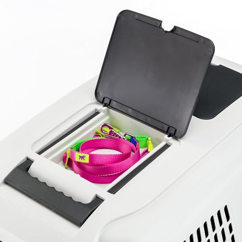Ferplast Hundetransportbox CLIPPER PLUS, IATA-geeignet, Mittlere Hundetransportbox bis 20 kg, Sicherer Verschluss, Mit Doppelfach für Zubehör, Abnehmbarer Griff, 71 x 50 x h 51 cm