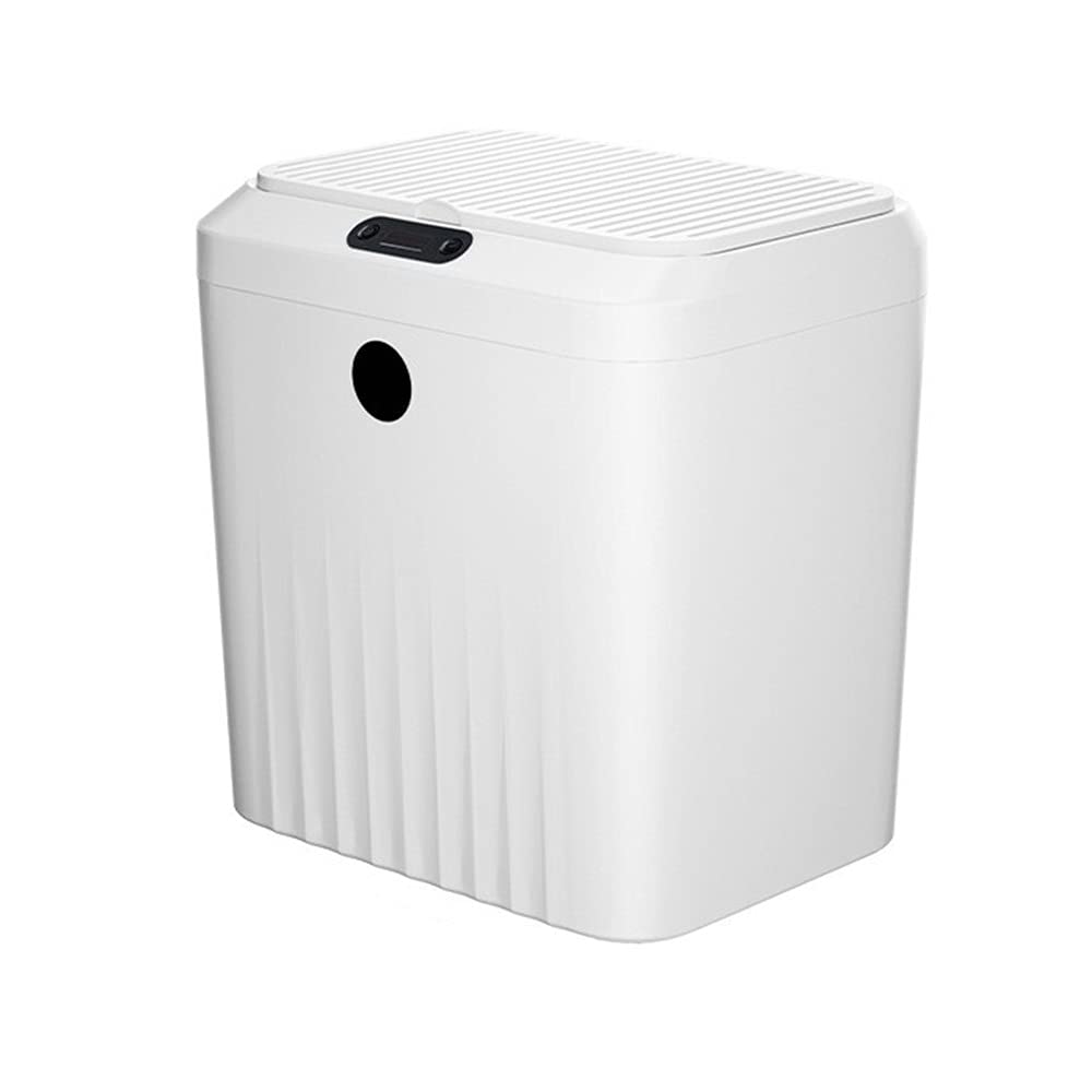 Smart Sensor Trash Can, Household Capacity Of 13L Automatic Induction with Cover Induction + Kick + Button Dry and Wet Separation Sanitary Bucket(White)